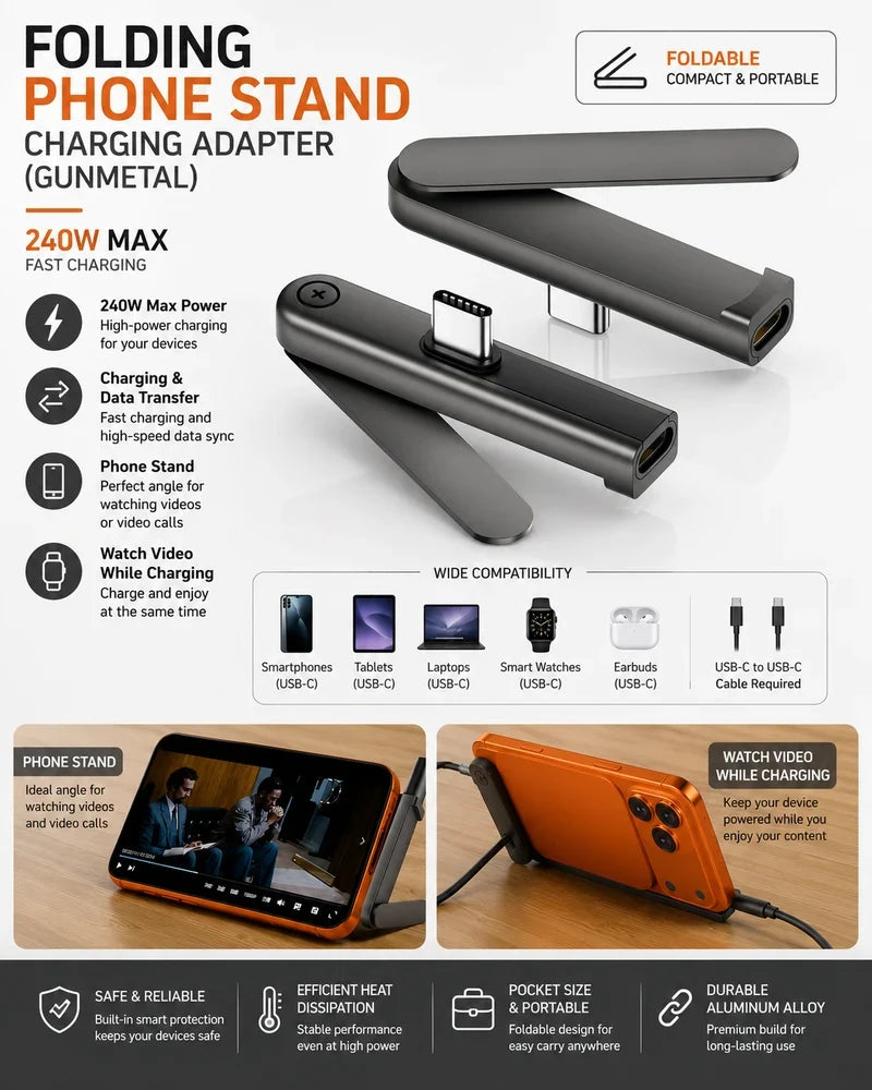 USB-C Foldable Phone Stand Adapter